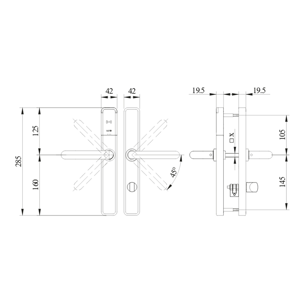 Salto XS4 One handle set EB751 with internal thumbturn