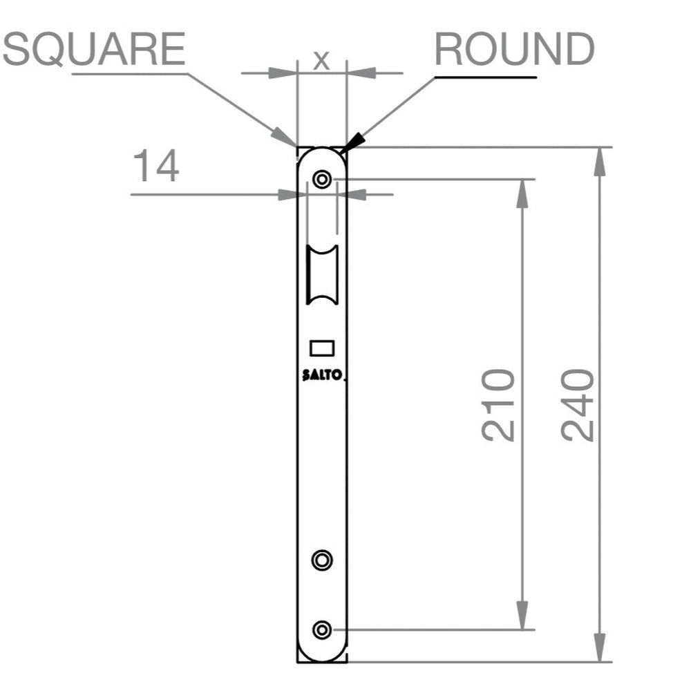 Salto LE8P12 escape sashlock, square forend