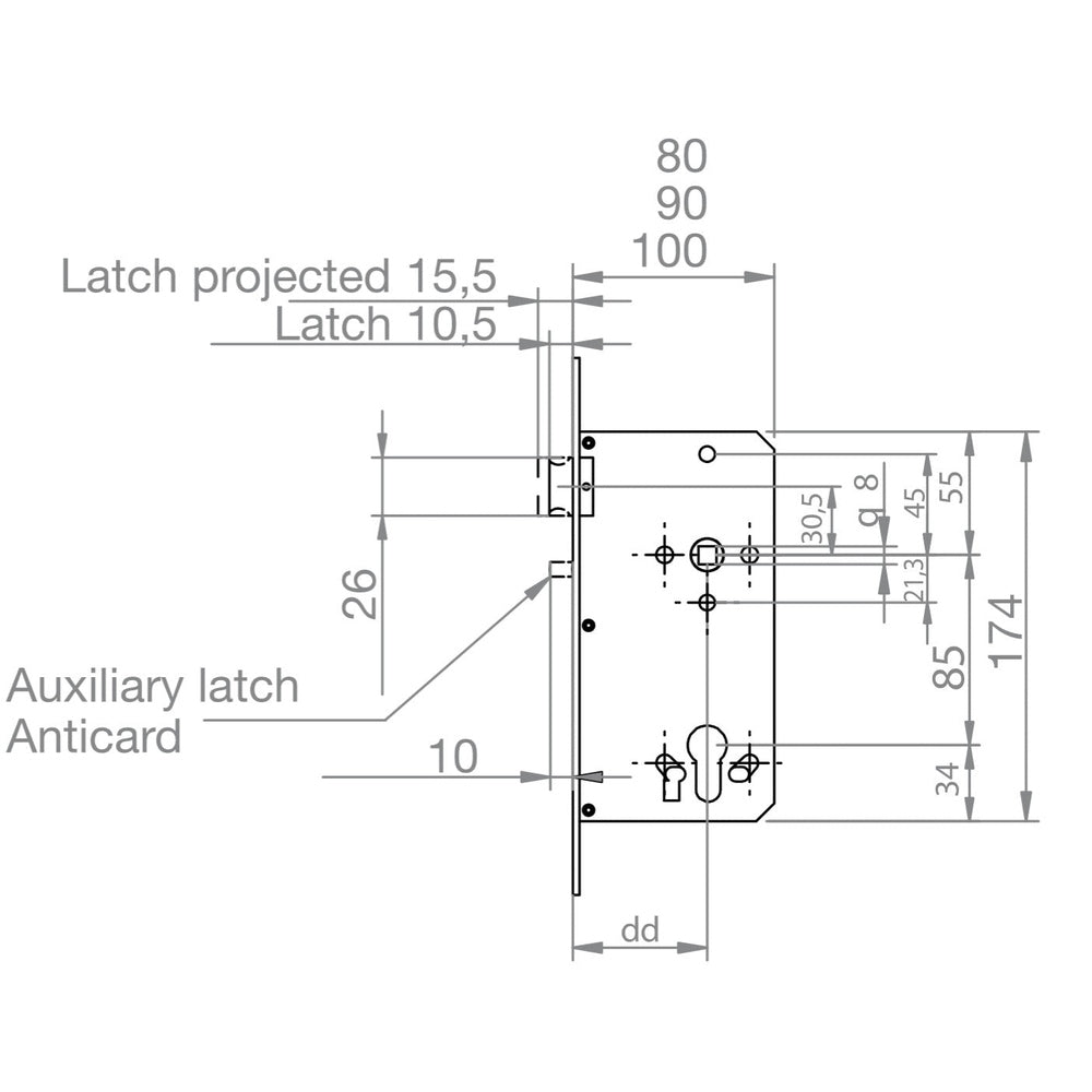 Salto LE8P12 escape sashlock, ANSI 32mm forend
