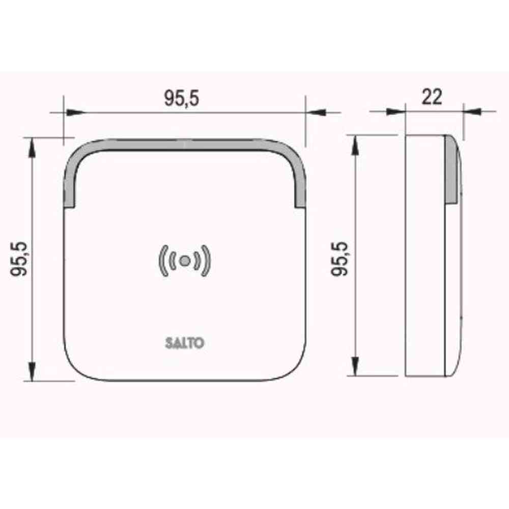 Salto proximity wall reader, BLE Mifare DESfire, square base