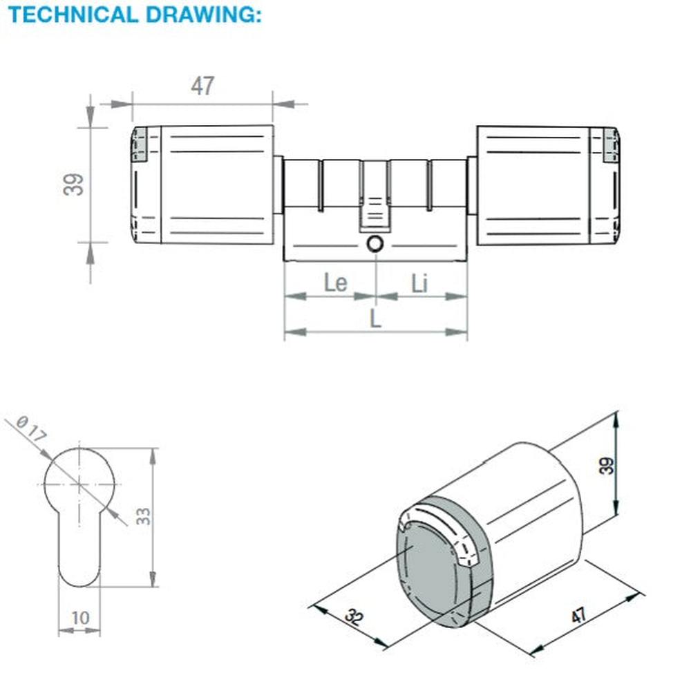 Salto Neo BLE Euro Profile Double reader cylinder 30/30 IP66