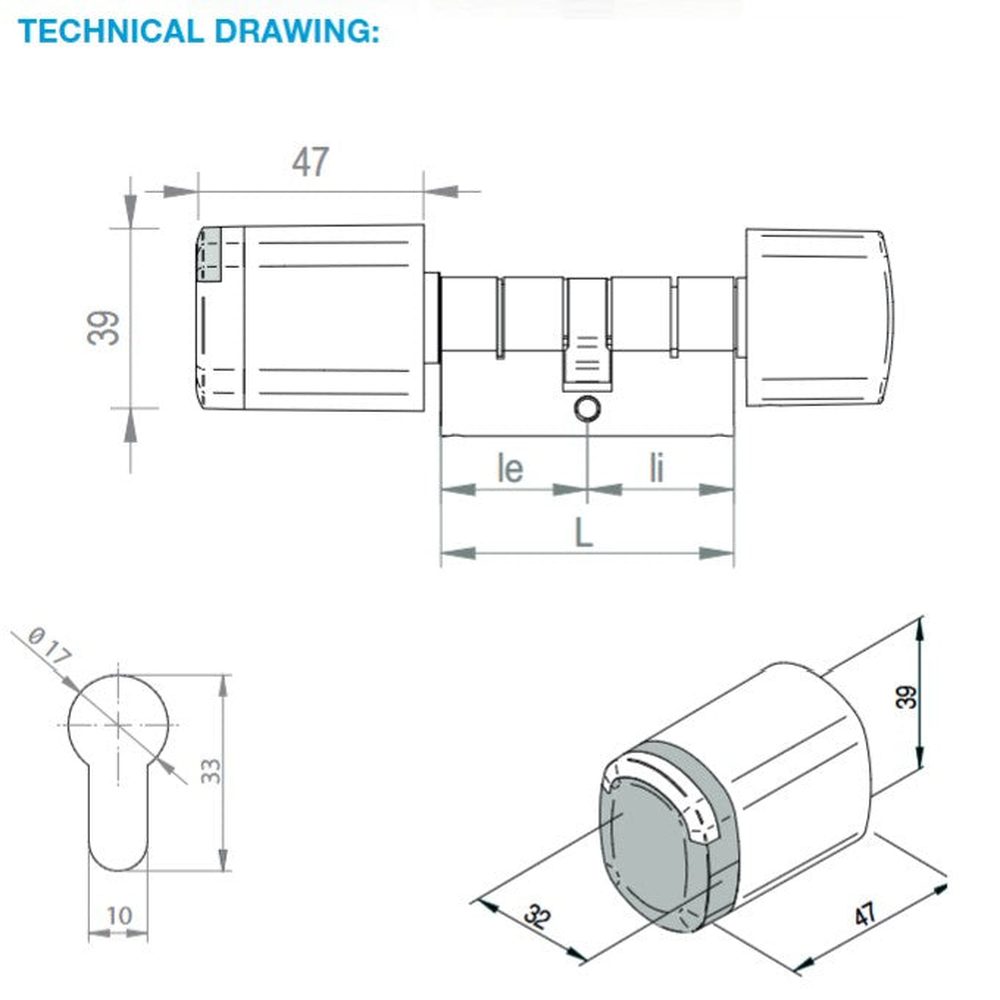 Salto Neo BLE Euro Profile cylinder, reader/thumbturn 40/40 IP66
