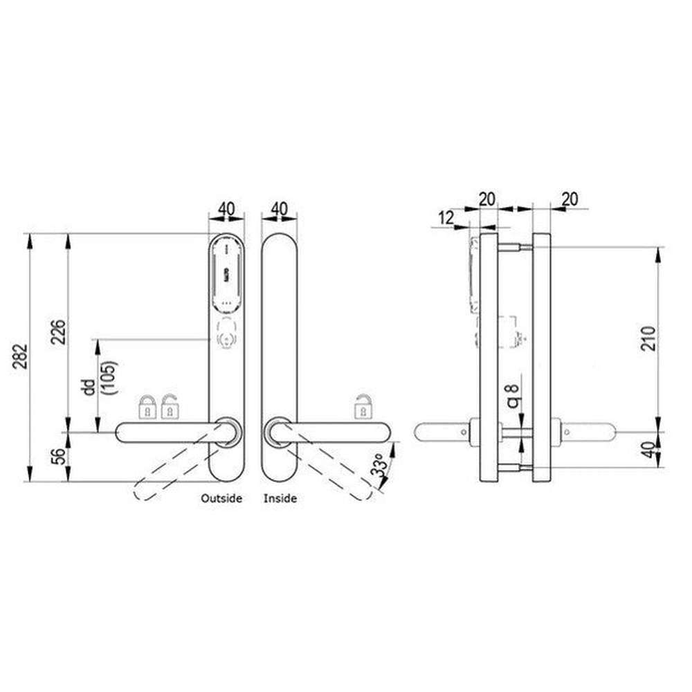 Salto XS4 Original+ handle set to suit ASSA type lock cases