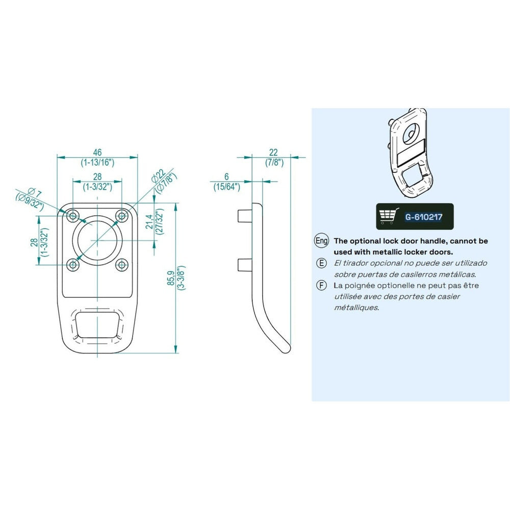Salto XS4 ECO locker lock optional finger pull (wooden doors only) G-610217