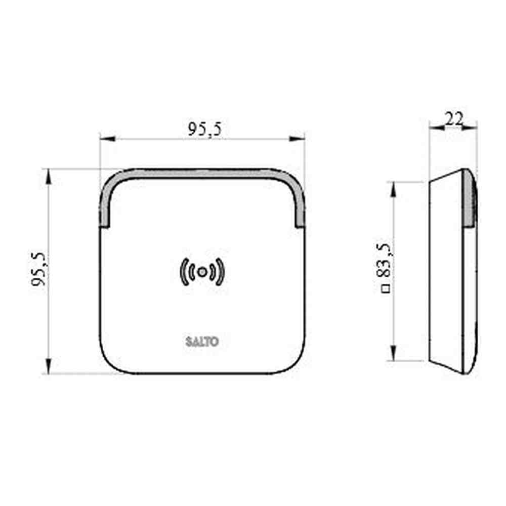 Salto proximity wall reader, BLE Mifare DESfire, conical base