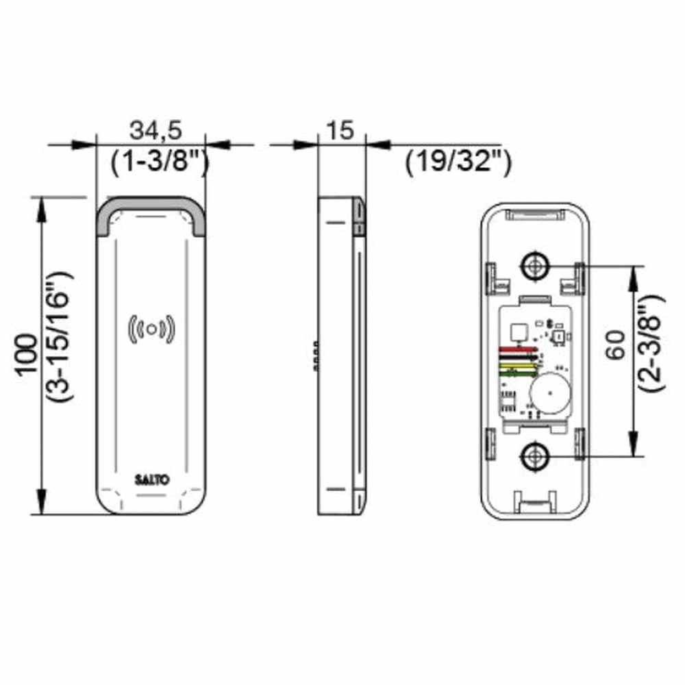 Salto XS4 2.0 Mifare BLE mullion proximity reader, black