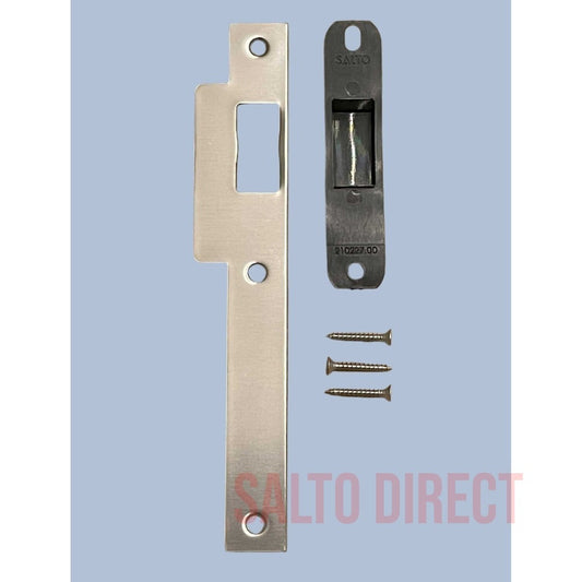Salto striking plate to suit LE8P02 mortice latch, square edge, 24mm lip