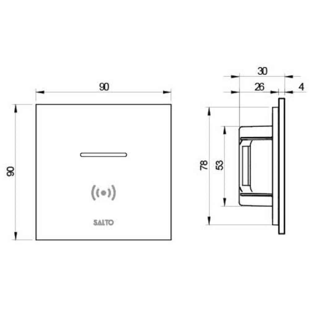 Salto XS4 2.0 Mifare DESfire BLE proximity glass reader, black